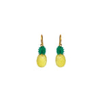 Marie Helene de Taillac 20k Yellow Gold Lemon Quartz and Green Chalcedony Pineapple Earrings - Vermillion