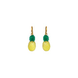 Marie Helene de Taillac 20k Yellow Gold Lemon Quartz and Green Chalcedony Pineapple Earrings - Vermillion