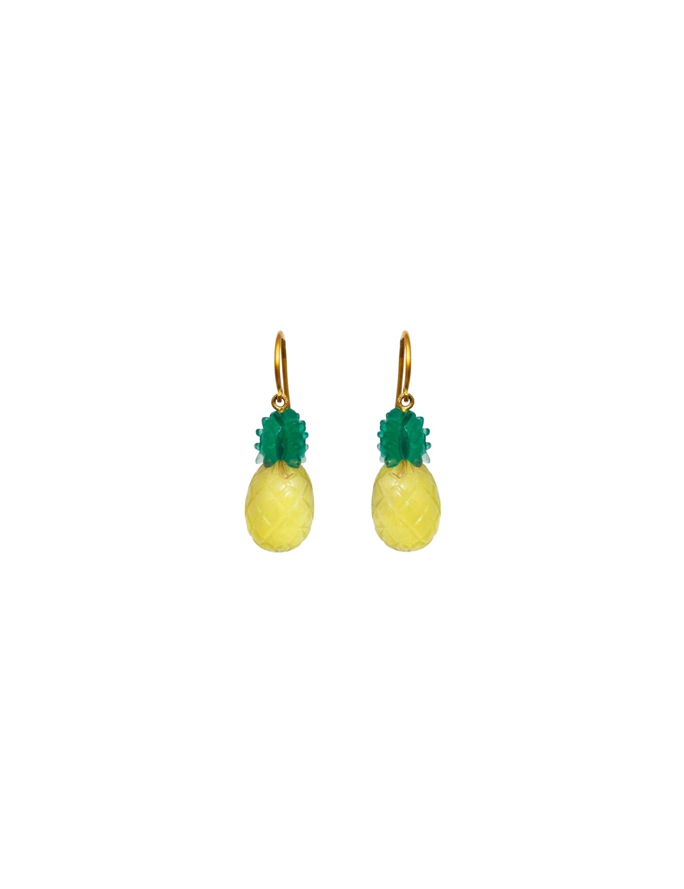 Marie Helene de Taillac 20k Yellow Gold Lemon Quartz and Green Chalcedony Pineapple Earrings - Vermillion