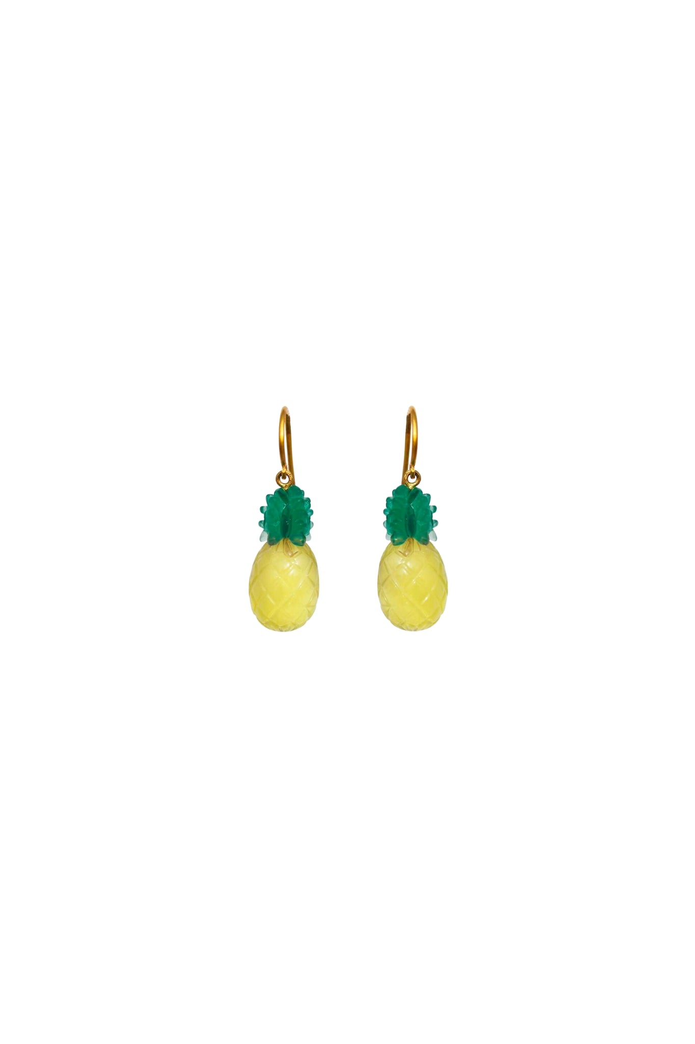 Marie Helene de Taillac 20k Yellow Gold Lemon Quartz and Green Chalcedony Pineapple Earrings - Vermillion