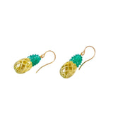 Marie Helene de Taillac 20k Yellow Gold Lemon Quartz and Green Chalcedony Pineapple Earrings - Vermillion