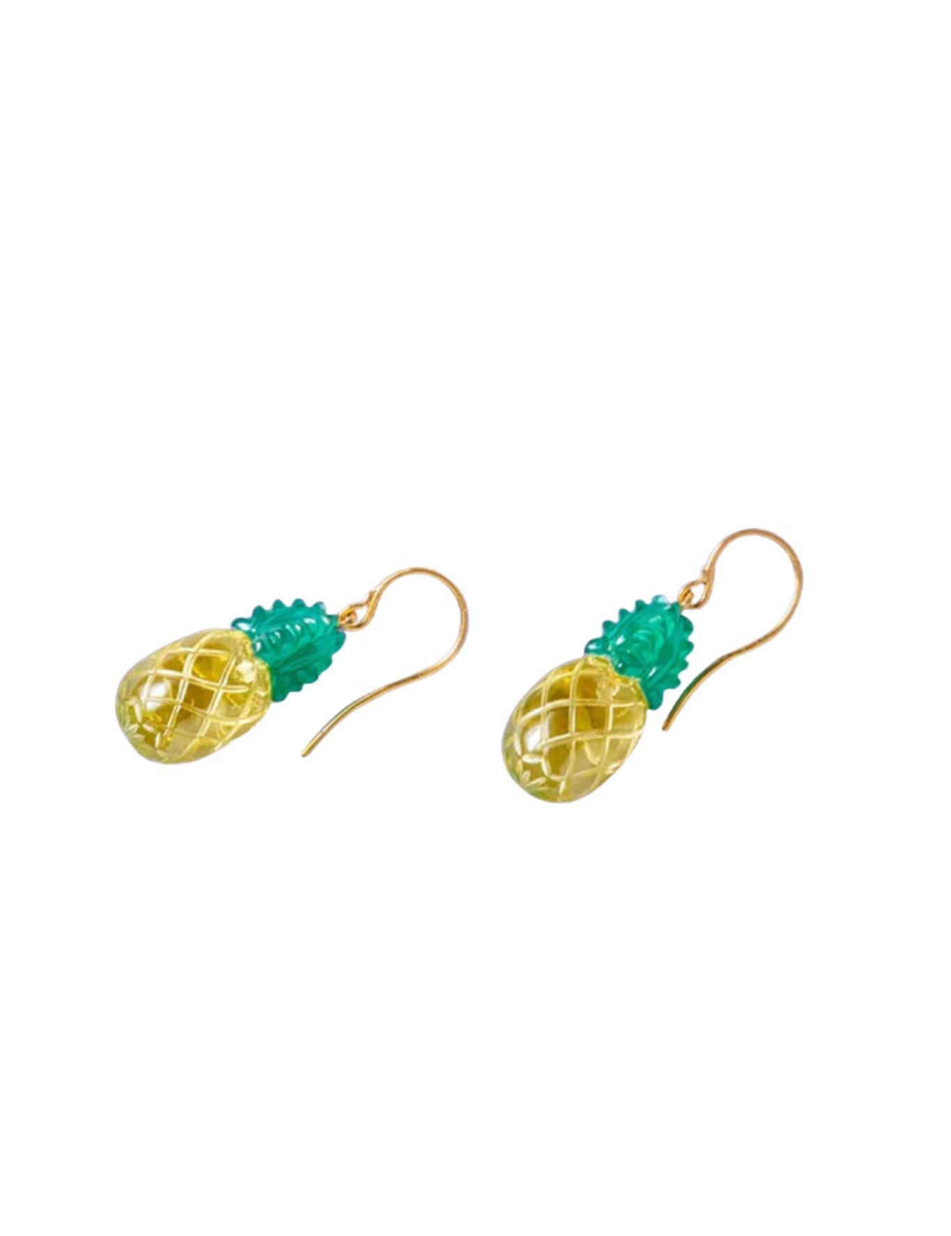 Marie Helene de Taillac 20k Yellow Gold Lemon Quartz and Green Chalcedony Pineapple Earrings - Vermillion