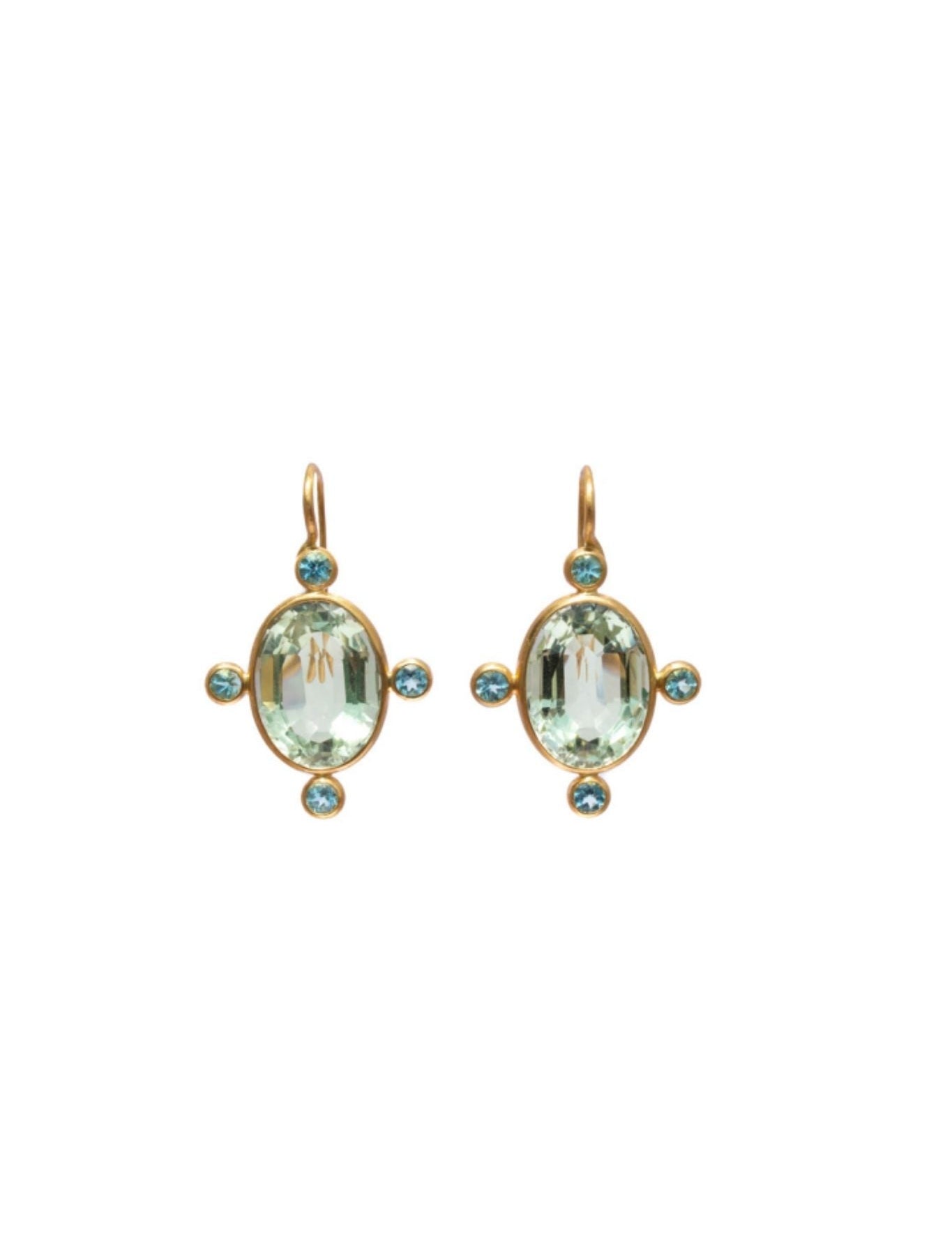 Marie Helene de Taillac 22k Yellow Gold Green Quartz & Apatite Constantinople Earrings - Vermillion