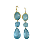 Marie Helene de Taillac 22K Yellow Gold Milky Aquamarine Elizabeth T Earrings - Vermillion