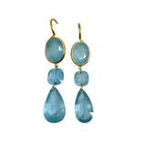 Marie Helene de Taillac 22K Yellow Gold Milky Aquamarine Elizabeth T Earrings - Vermillion