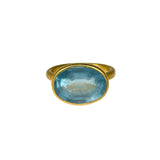 Marie Helene de Taillac 22k Yellow Gold Milky Aquamarine Princess Ring Size 6 - Vermillion