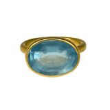 Marie Helene de Taillac 22k Yellow Gold Milky Aquamarine Princess Ring Size 6 - Vermillion