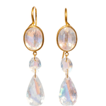 Marie Helene de Taillac 22k Yellow Gold Rainbow Moonstone Elizabeth T Earrings - Vermillion