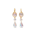 Marie Helene de Taillac 22k Yellow Gold Rainbow Moonstone Elizabeth T Earrings - Vermillion