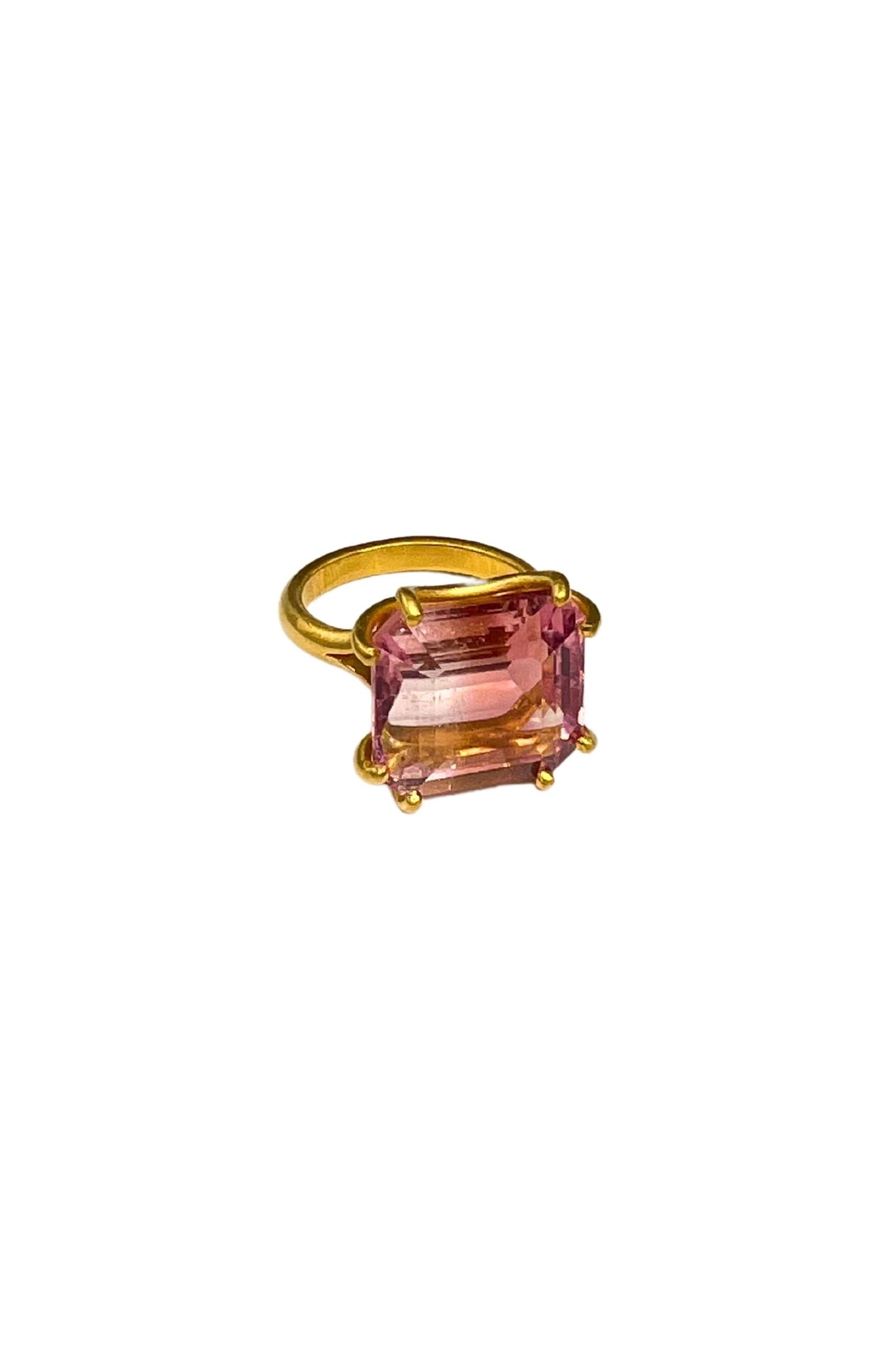 Marie Helene de Taillac 22K Yellow Gold Tourmaline Polychrome Joan Ring - Vermillion