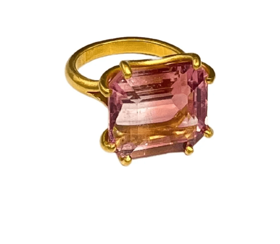 Marie Helene de Taillac 22K Yellow Gold Tourmaline Polychrome Joan Ring - Vermillion