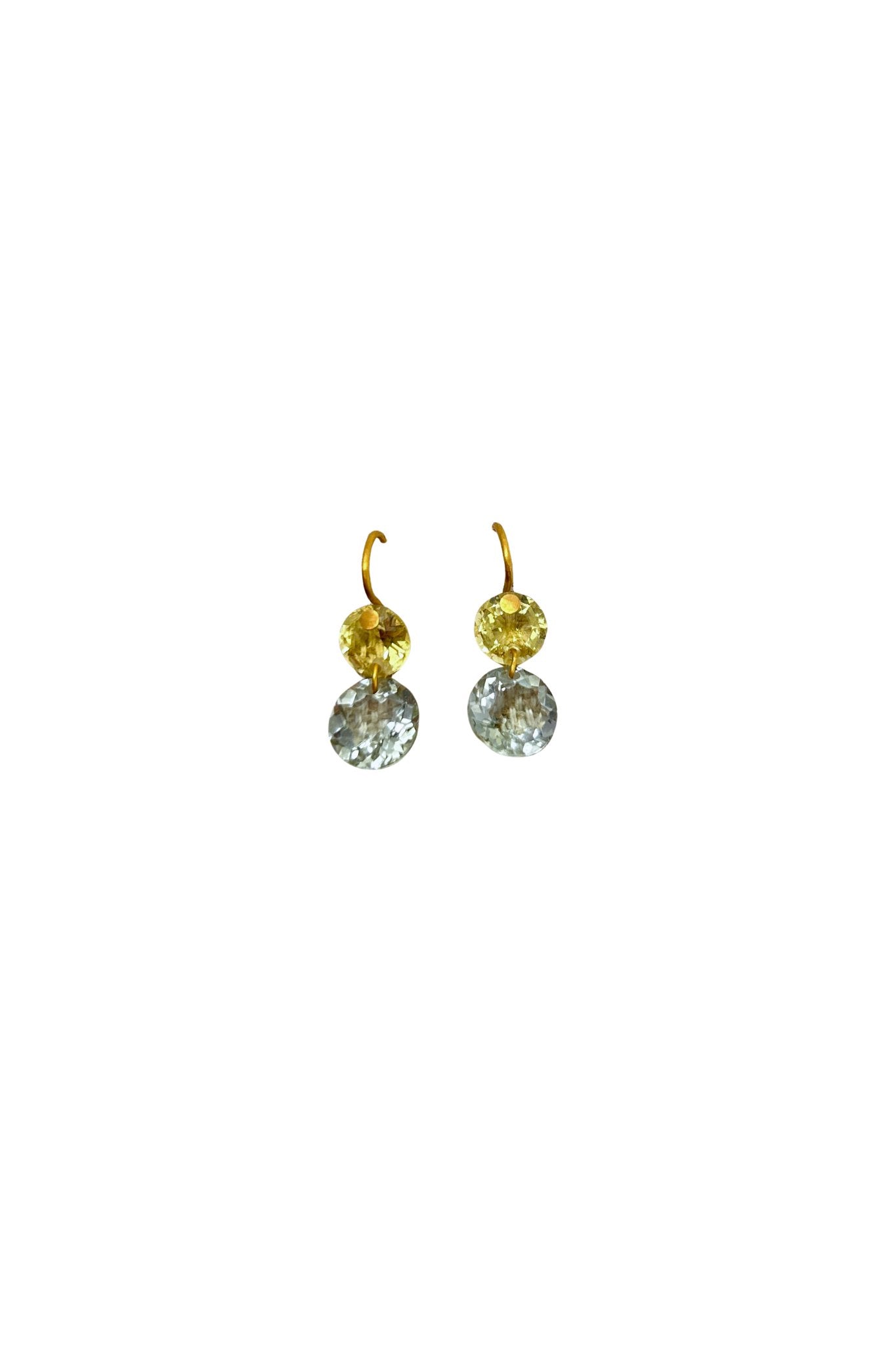 Marie Helene de Taillac Lemon Quartz & Green Quartz XS Gem Incandescence Earrings - Vermillion