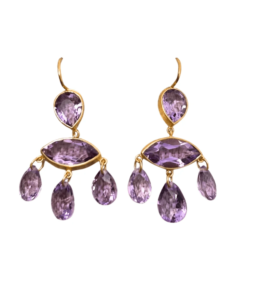 Marie Helene de Taillac Marquise D'Estrees Amethyst Earrings - Vermillion