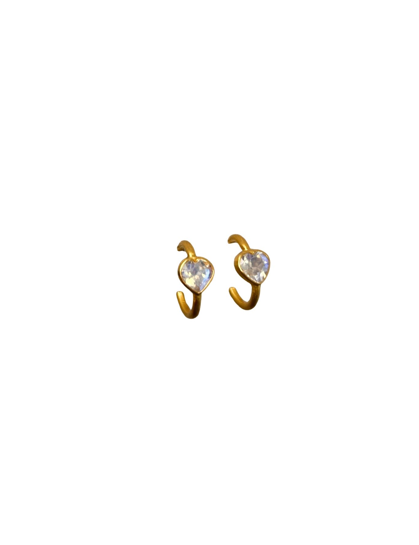 Marie Helene de Taillac Precious Rainbow Moonstone Heart Hoops - Vermillion