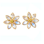 Marie Helene de Taillac Rainbow Moonstone and Sapphire Small Gabrielle Stud Earrings - Vermillion