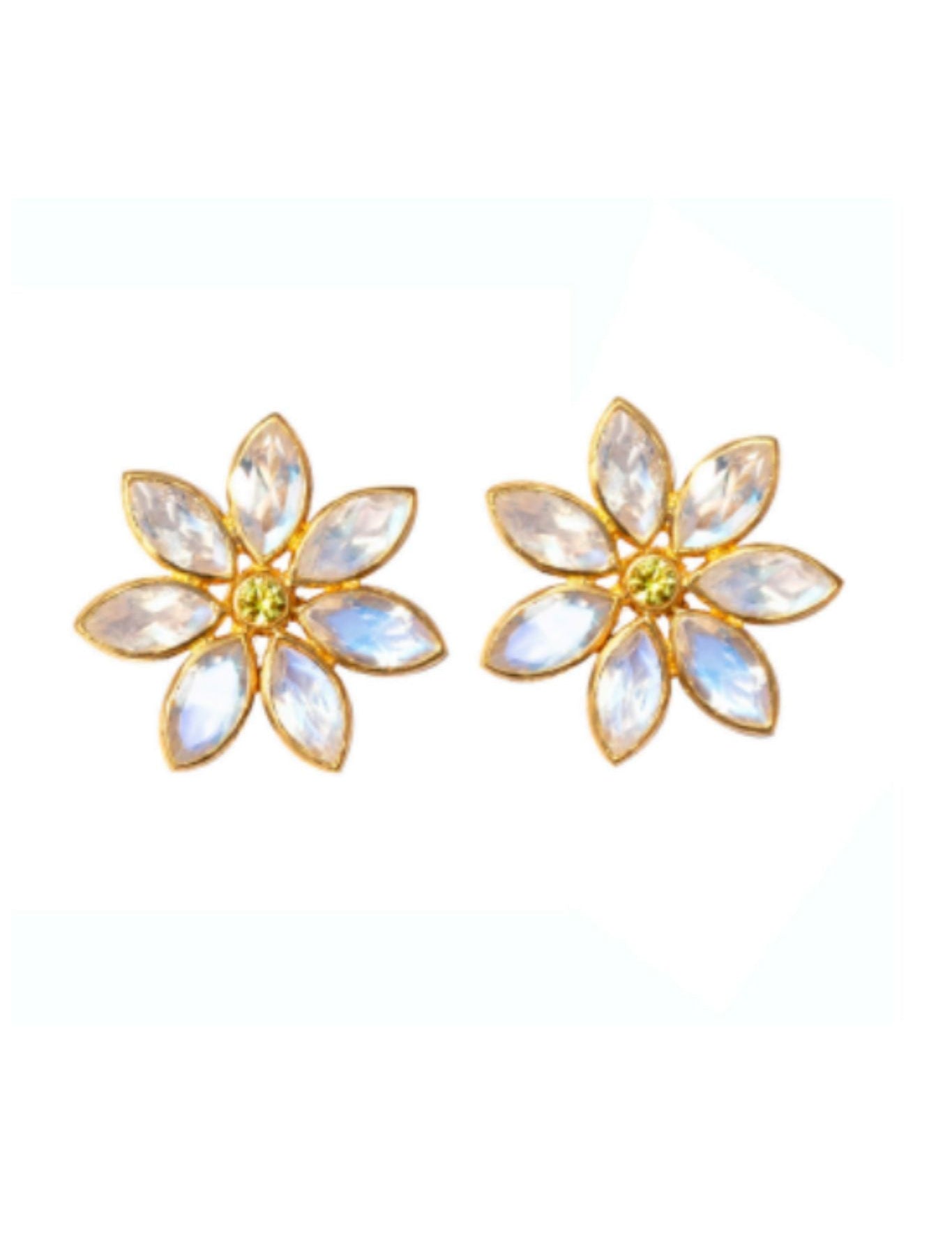 Marie Helene de Taillac Rainbow Moonstone and Sapphire Small Gabrielle Stud Earrings - Vermillion