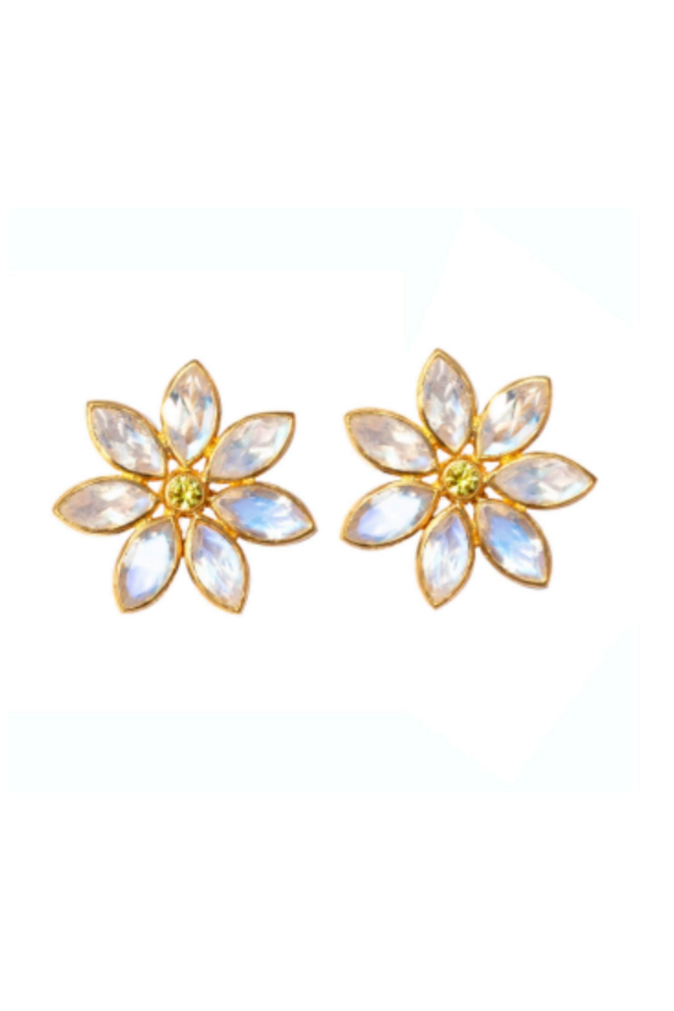 Marie Helene de Taillac Rainbow Moonstone and Sapphire Small Gabrielle Stud Earrings - Vermillion