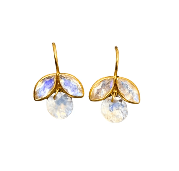 Marie Helene de Taillac Rainbow Moonstone Apple Earrings - Vermillion