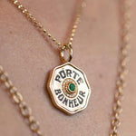 Marlo Laz Mini Diamond Halo Porte Bonheur Charm Emerald - Vermillion