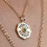 Marlo Laz Mini Diamond Halo Porte Bonheur Charm Emerald - Vermillion