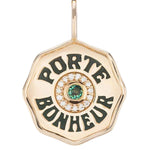 Marlo Laz Mini Diamond Halo Porte Bonheur Charm Emerald - Vermillion