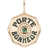 Marlo Laz Mini Diamond Halo Porte Bonheur Charm Emerald - Vermillion