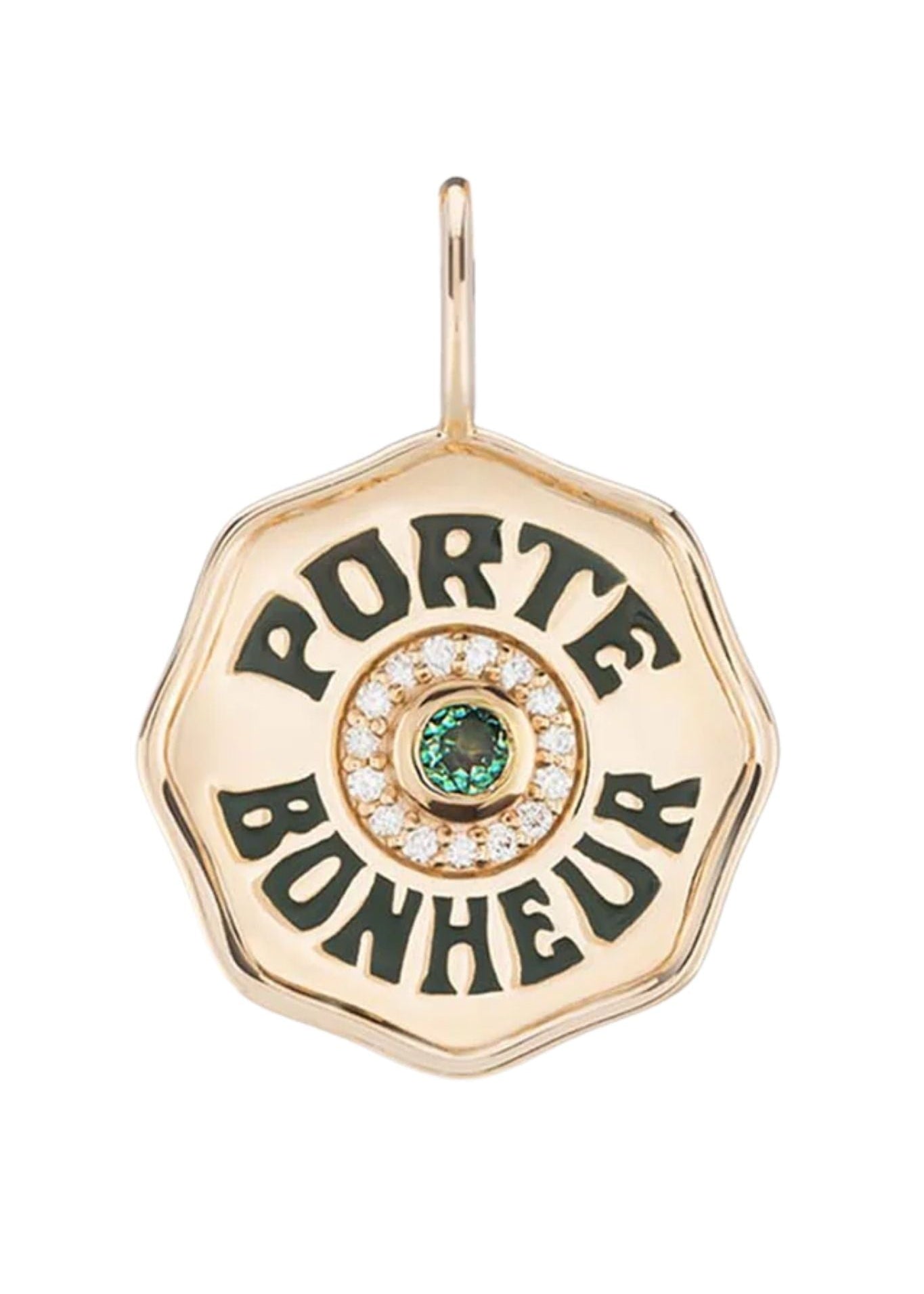 Marlo Laz Mini Diamond Halo Porte Bonheur Charm Emerald - Vermillion