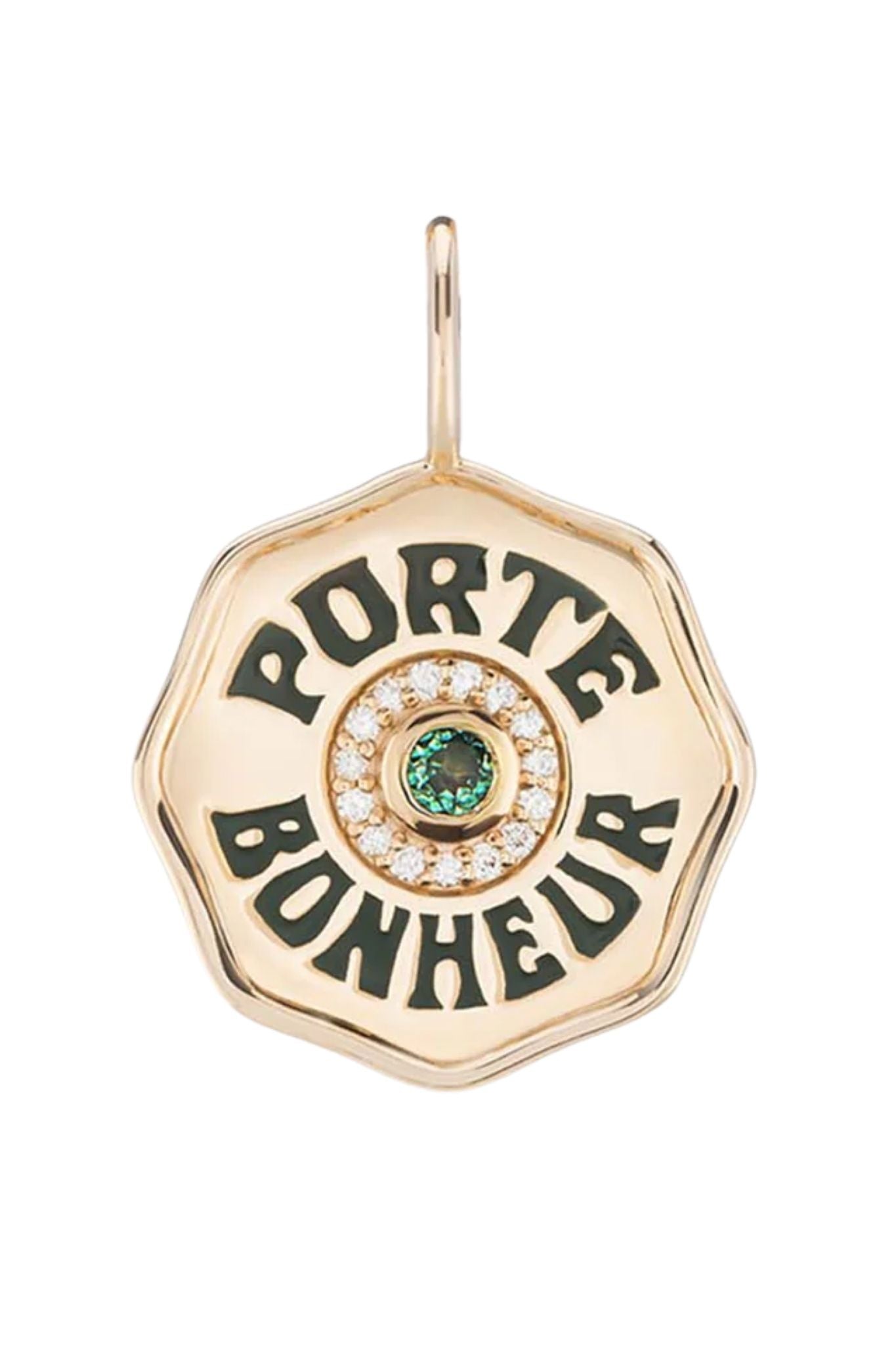 Marlo Laz Mini Diamond Halo Porte Bonheur Charm Emerald - Vermillion