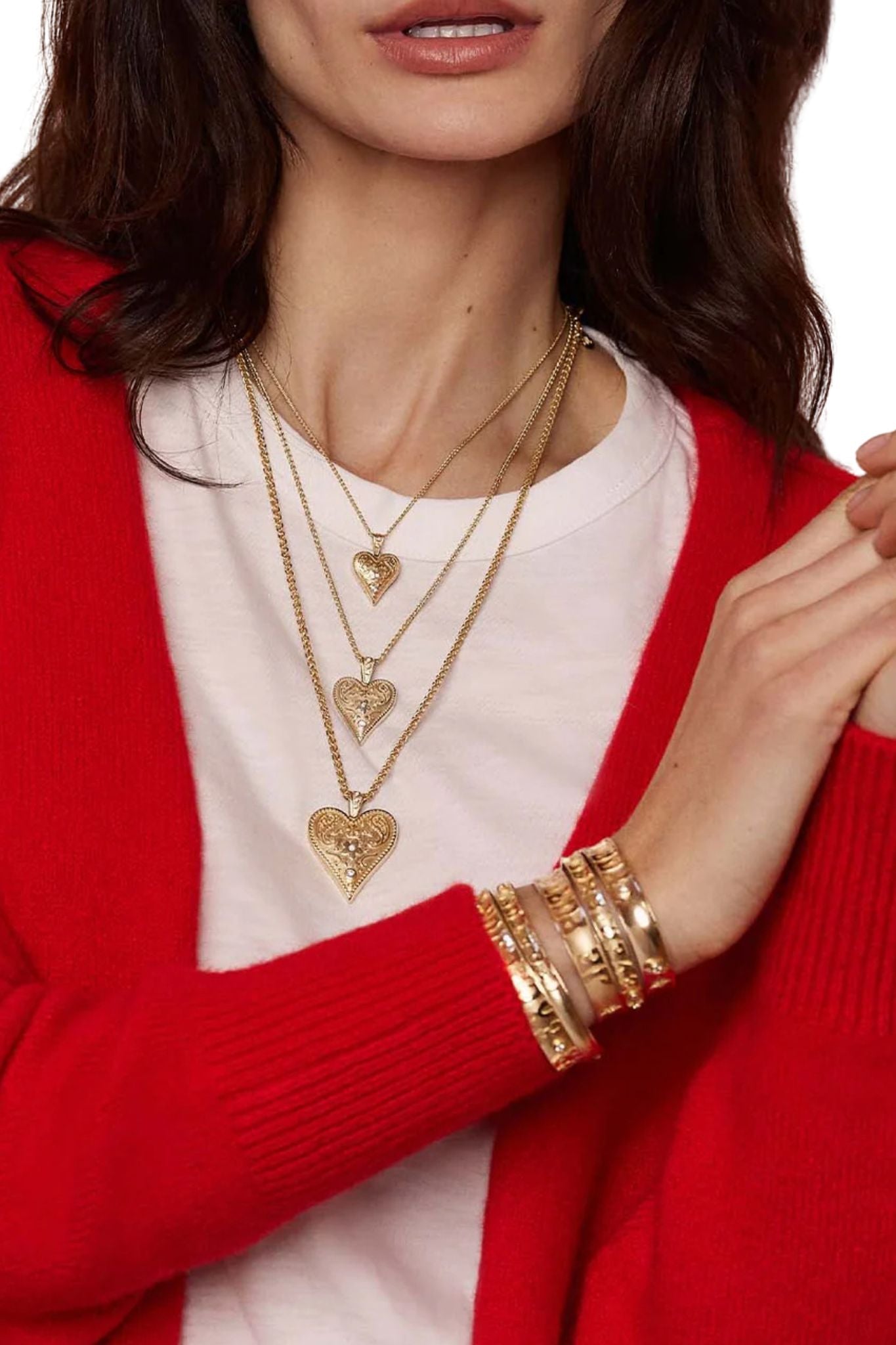 Marlo Laz YG Small Southwestern Heart Charm - Vermillion