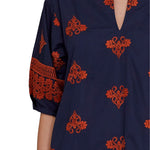 Megan Park Aria Embroidered Poplin Dress - Vermillion