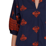Megan Park Aria Embroidered Poplin Dress - Vermillion
