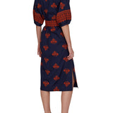 Megan Park Aria Embroidered Poplin Dress - Vermillion
