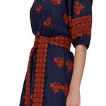 Megan Park Aria Embroidered Poplin Dress - Vermillion