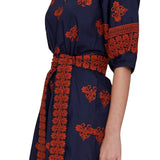 Megan Park Aria Embroidered Poplin Dress - Vermillion