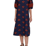 Megan Park Aria Embroidered Poplin Dress - Vermillion