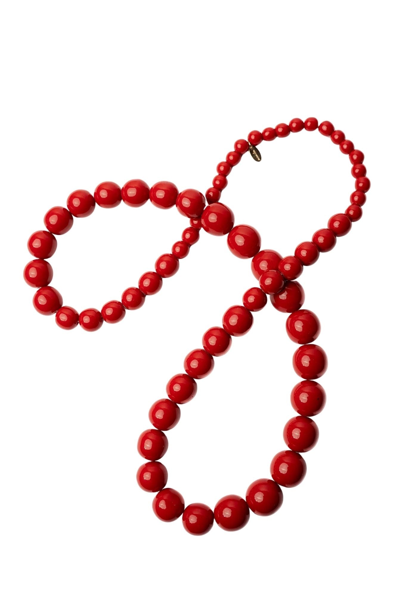 Megan Park Graded Resin Bead Necklace - Vermillion