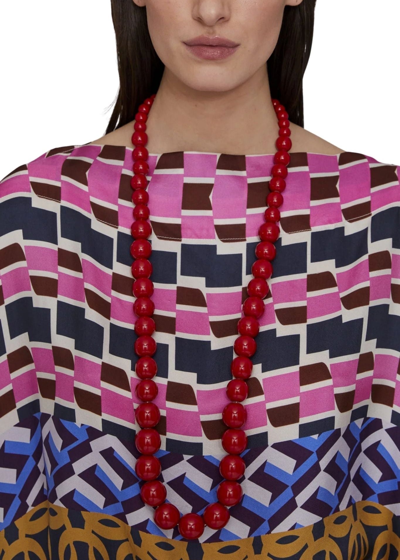 Megan Park Graded Resin Bead Necklace - Vermillion