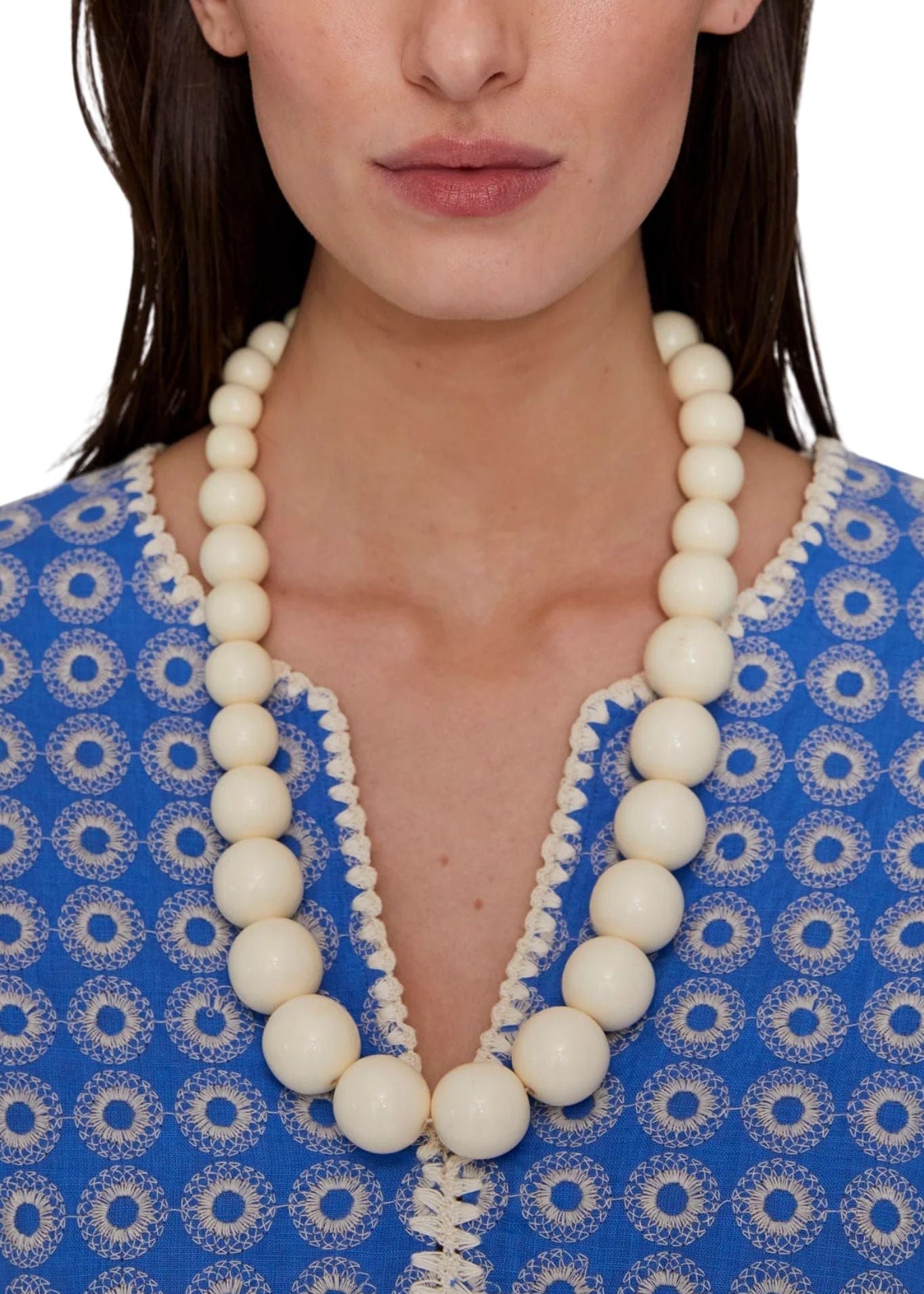 Megan Park Graded Resin Bead Necklace - Vermillion