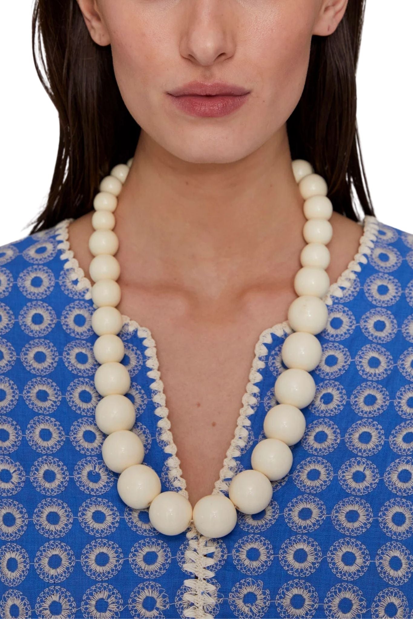 Megan Park Graded Resin Bead Necklace - Vermillion