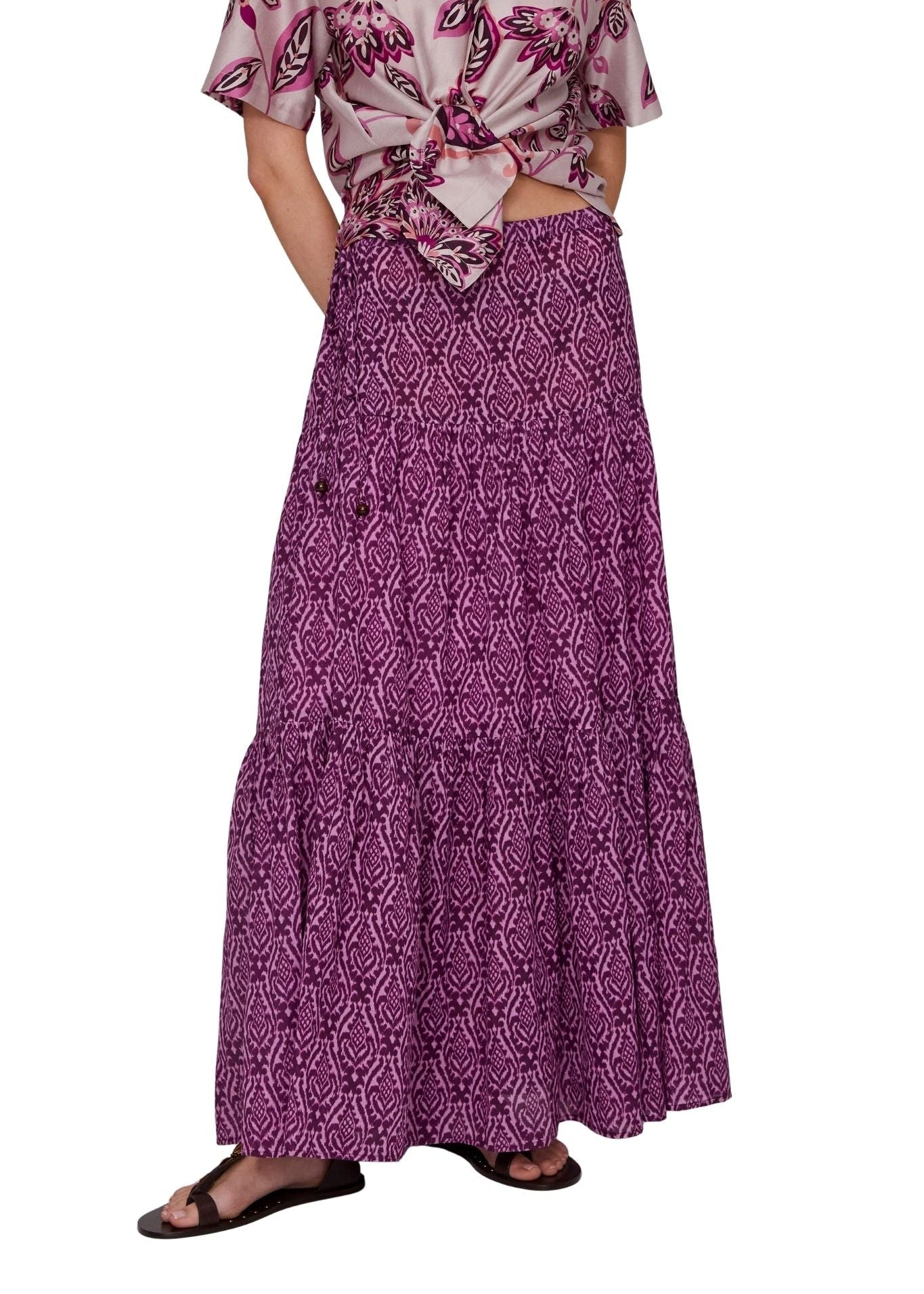 Megan Park Kehlani Voile Tiered Skirt - Vermillion