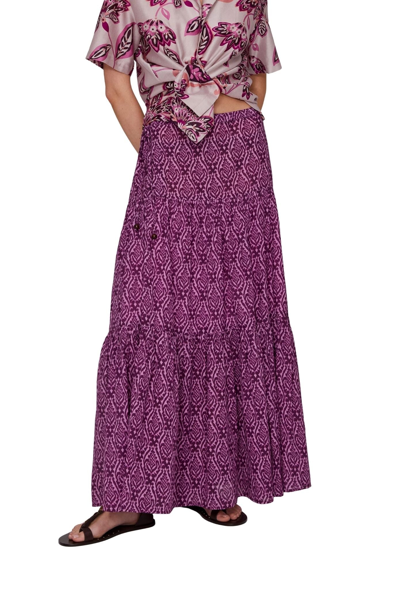 Megan Park Kehlani Voile Tiered Skirt - Vermillion