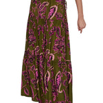 Megan Park Lyla Sateen Stripe Tiered Skirt - Vermillion