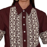 Megan Park Rhea Embroidered Poplin Shirt - Vermillion