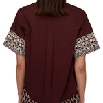 Megan Park Rhea Embroidered Poplin Shirt - Vermillion