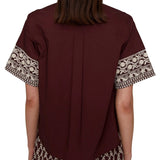 Megan Park Rhea Embroidered Poplin Shirt - Vermillion