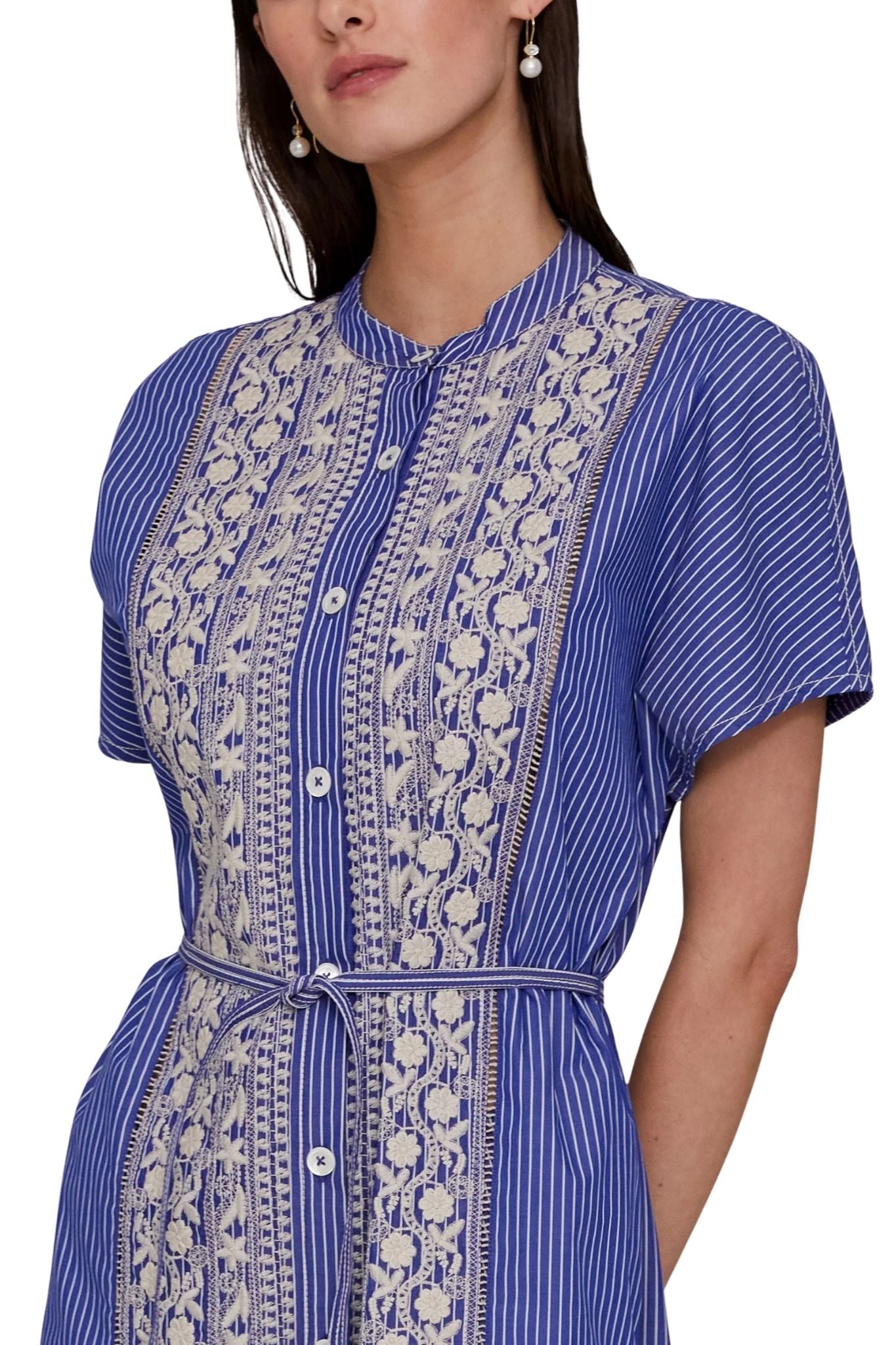 Megan Park Riley Embroidered Poplin Dress - Vermillion