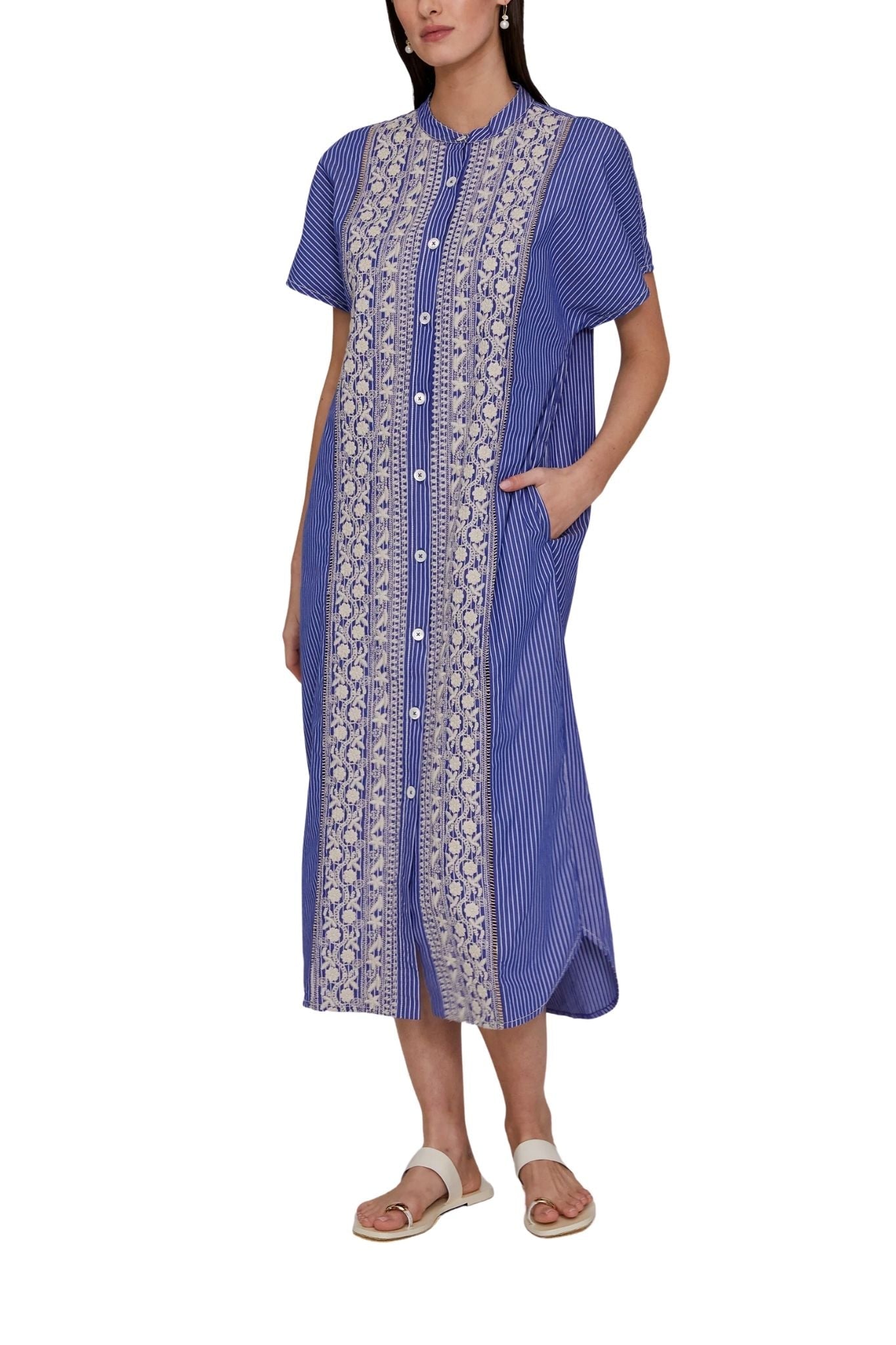 Megan Park Riley Embroidered Poplin Dress - Vermillion