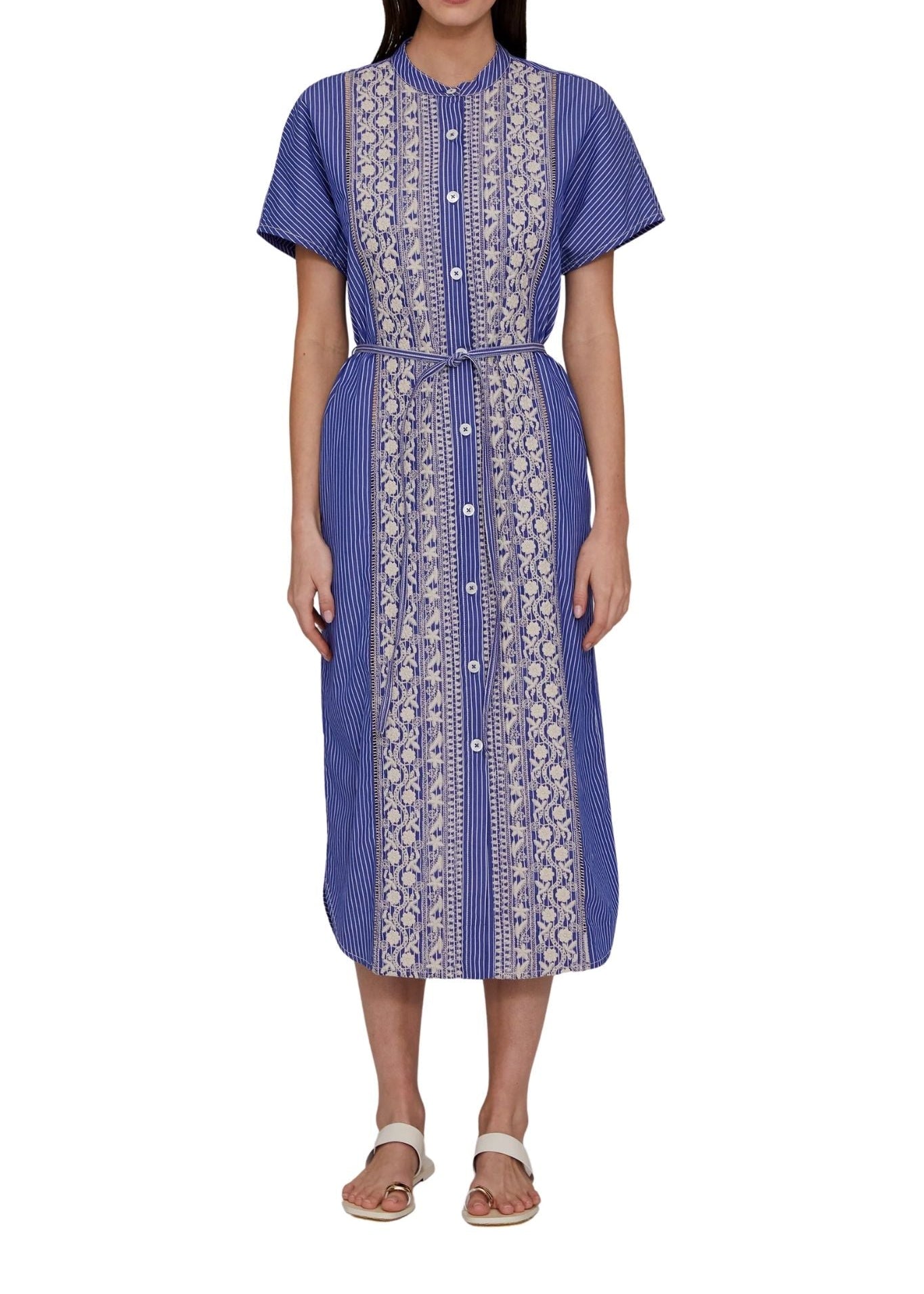 Megan Park Riley Embroidered Poplin Dress - Vermillion