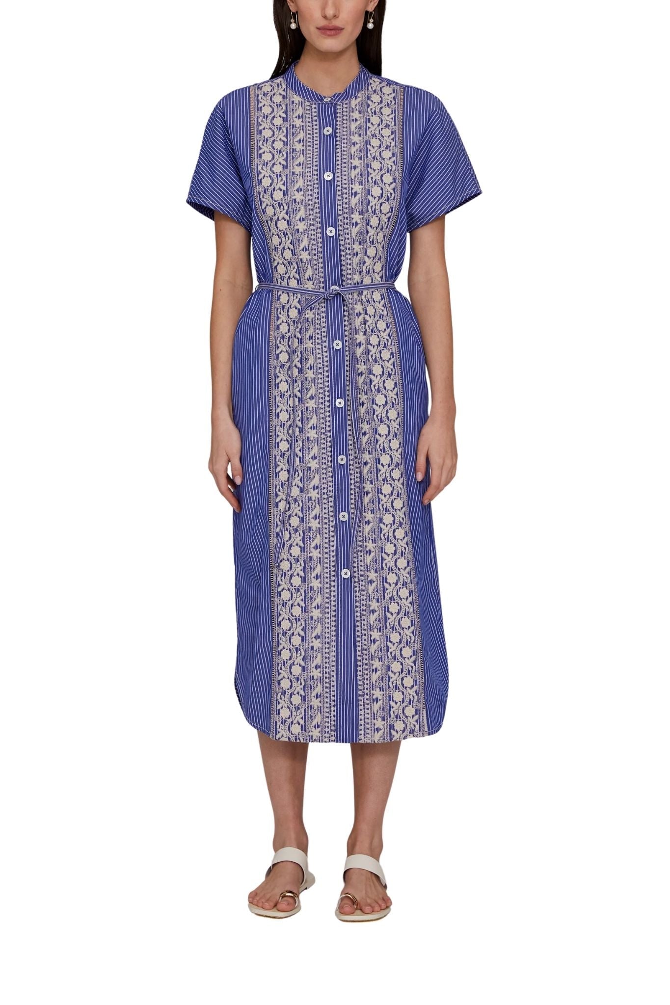 Megan Park Riley Embroidered Poplin Dress - Vermillion
