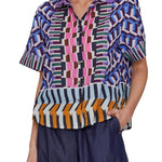 Megan Park Zuri Cotton Linen Shirt - Vermillion